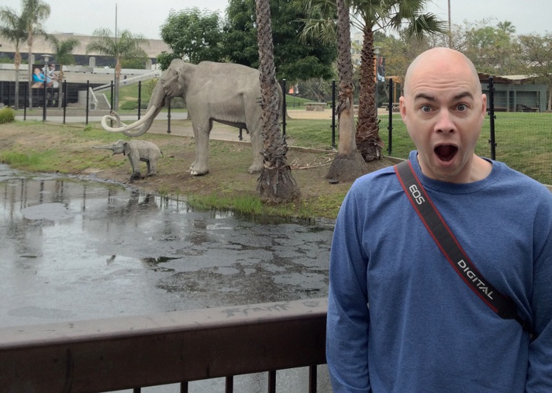 Ryan and mastodons at the La Brea Tar Pits