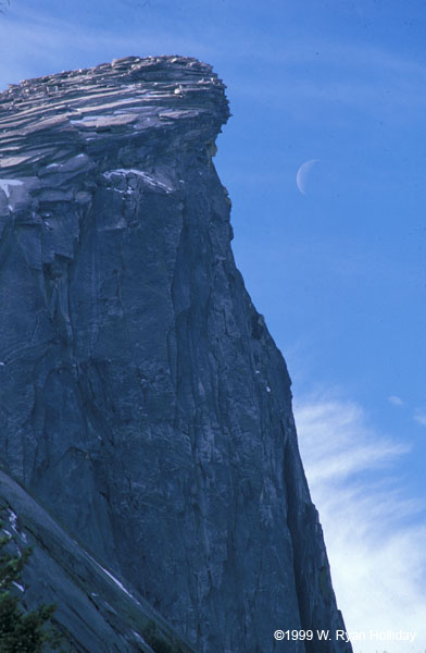 Half Dome and Moon