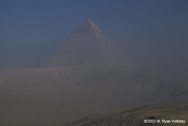 Pyramids at Sunrise from Desert