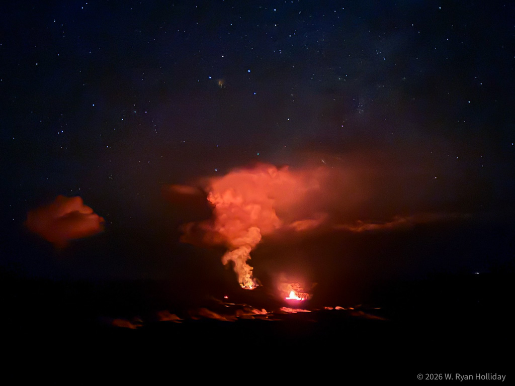 Kilauea volcano at night